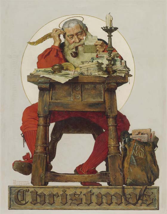Christmas Santa reading mail