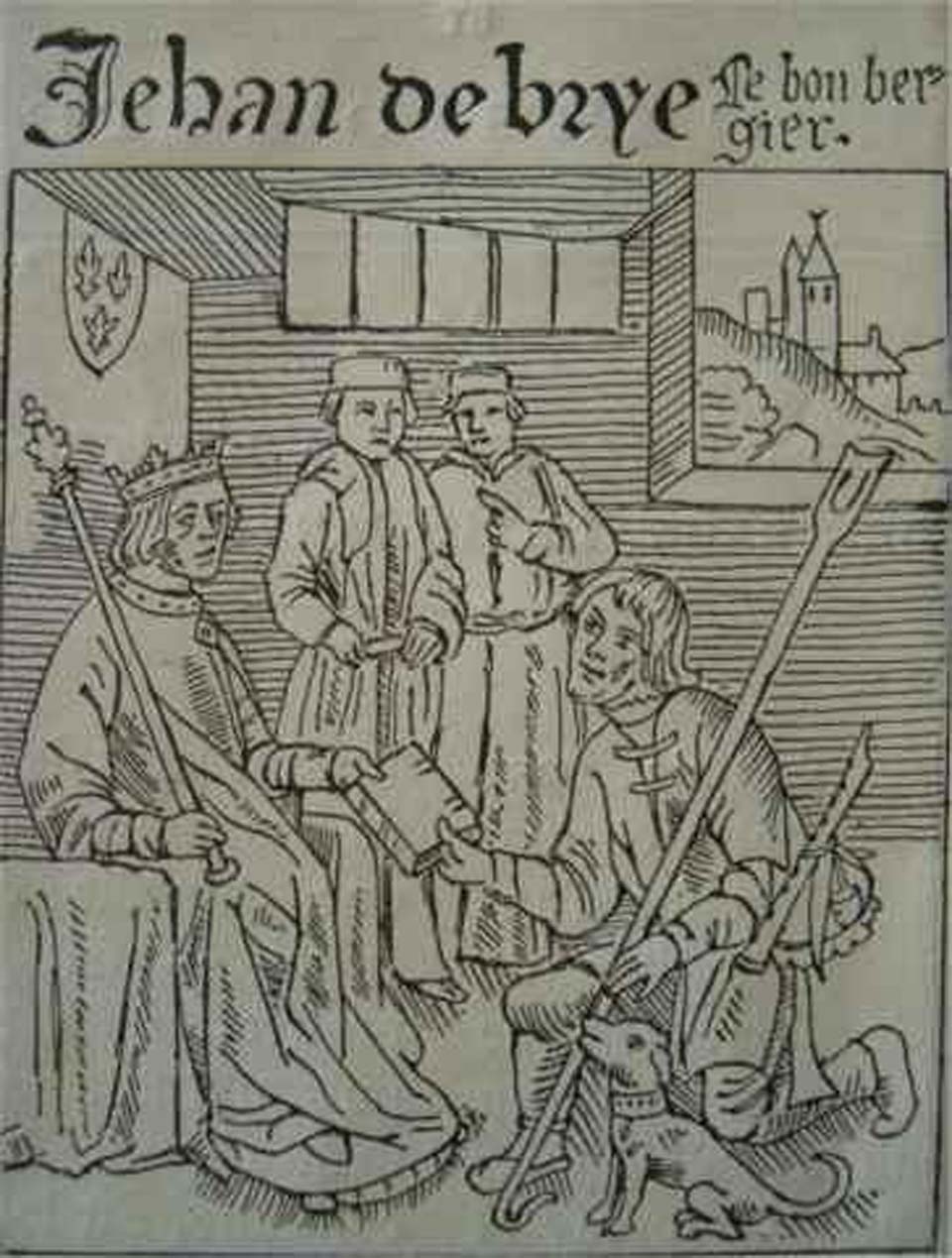 Jehan de Brie surnommé le bon berger présente son livre Traité de l'art de bergerie au roi de France Charles V